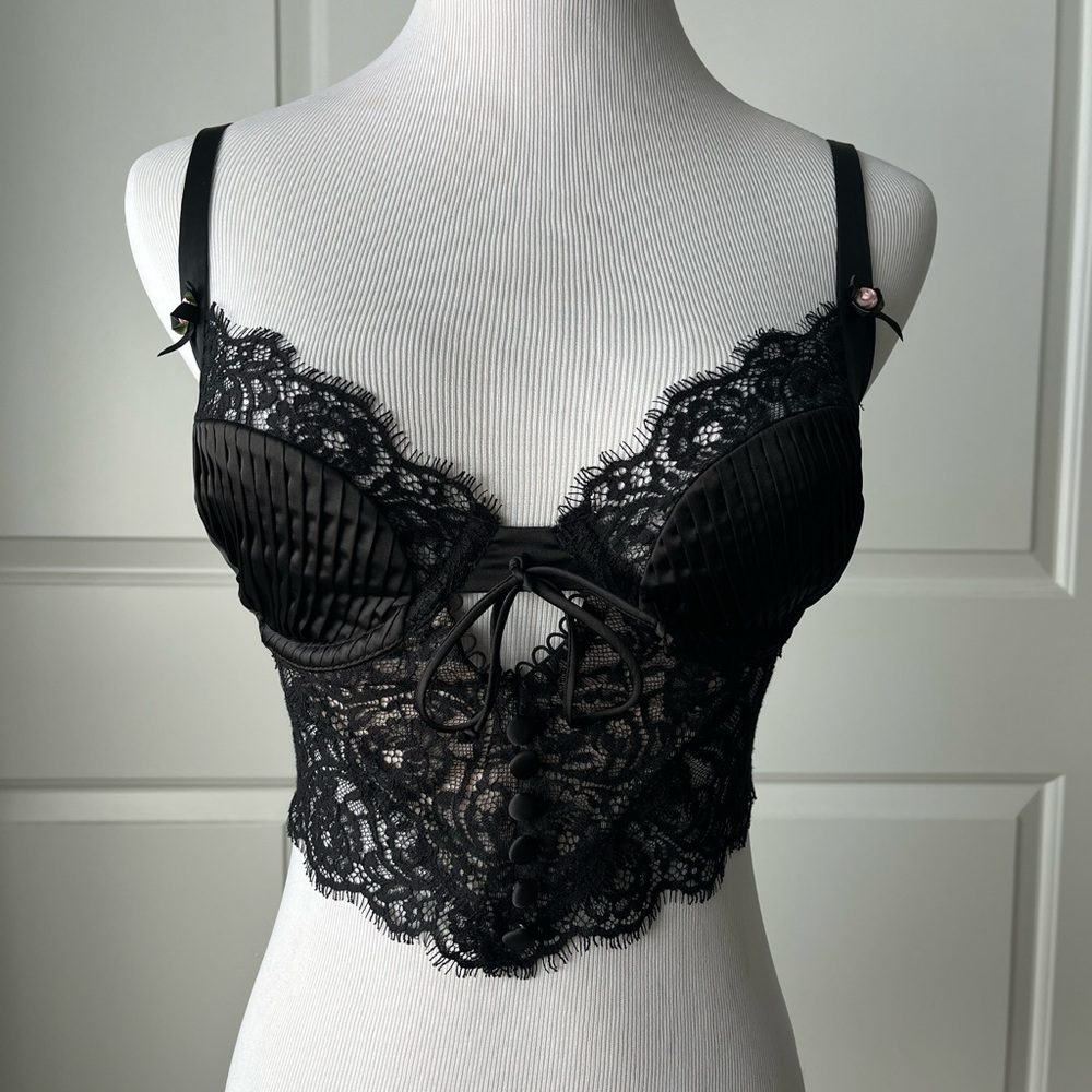 for love and lemons black cropped corset top